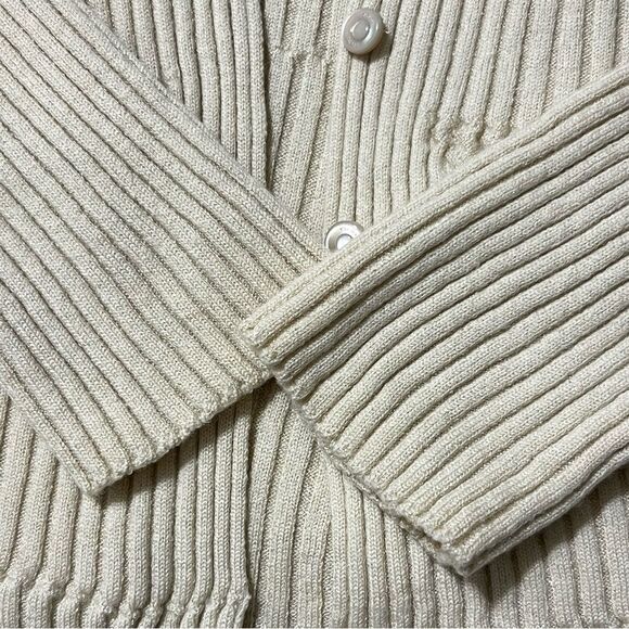 Escada Gold Metallic Wool Sweater Set Shell MED Cardigan LRG Holiday Glam Event - Picture 4 of 15